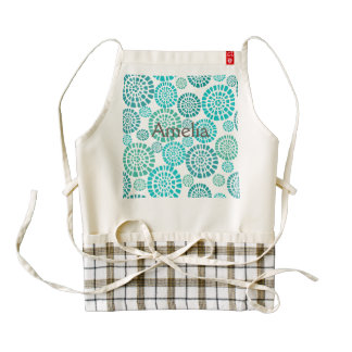 retro floral green,70's,vintage,girly,cute,chic,te zazzle HEART apron