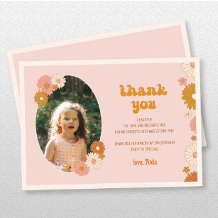 Retro Floral Groovy 2nd Birthday Thank You Card