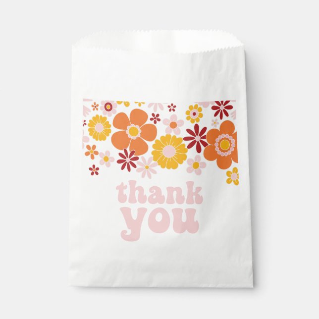 Retro Floral Groovy birthday Favor Bag (Front)