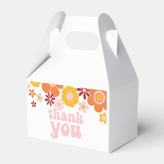 Retro Floral Groovy birthday Favor Boxes (Front Side)