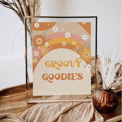 Retro floral groovy goodies birthday party poster