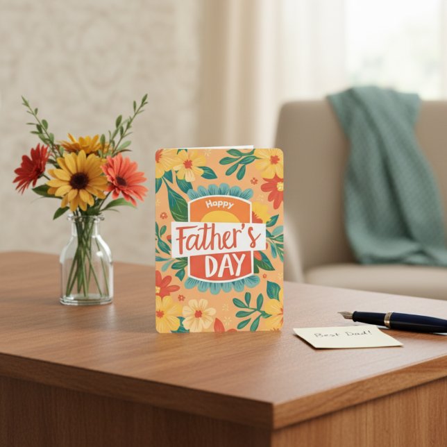 Retro Floral Happy Father's Day Card (Retro Floral Happy Father's Day Card)