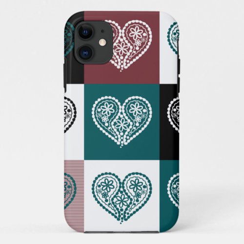 Retro Floral heart art deco iphone case