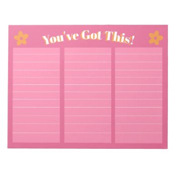 Retro Floral Hot Pink & Orange  Notepad by coffeecatdesigns at Zazzle