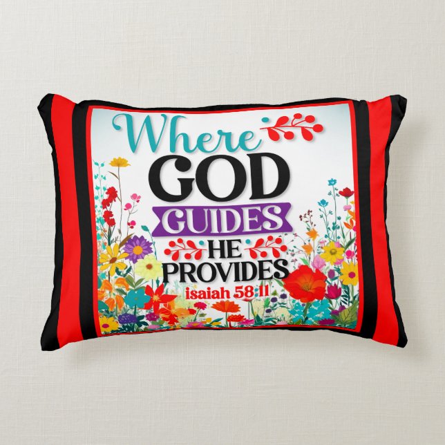 Retro Floral Inspirational Accent Pillow (Front)