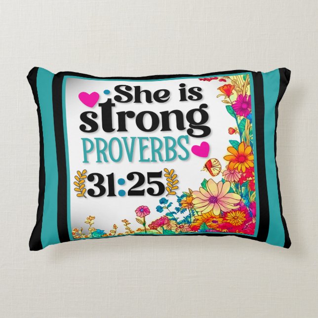 Retro Floral Inspirational Accent Pillow (Front)