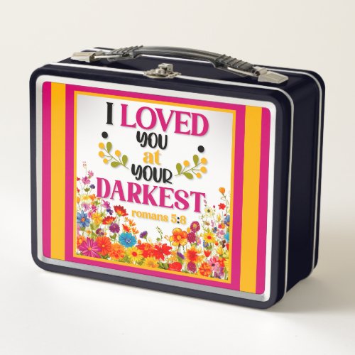 Retro  Floral Inspirational  Metal Lunch Box