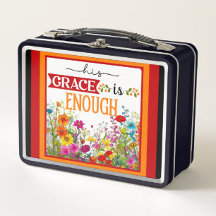 Retro  Floral Inspirational  Metal Lunch Box