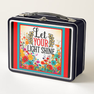 Retro  Floral Inspirational  Metal Lunch Box