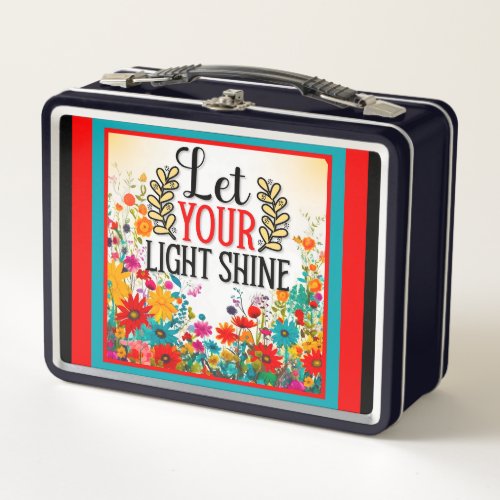 Retro  Floral Inspirational  Metal Lunch Box