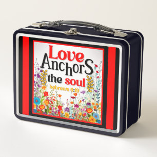 Retro  Floral Inspirational  Metal Lunch Box