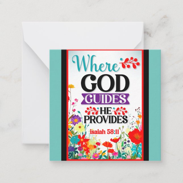 Retro Floral Inspirational   Note Card (Front)