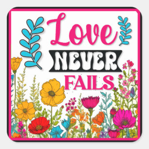 Retro Floral Inspirational  Square Sticker