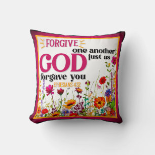 Retro Floral Inspirational Throw Pillow