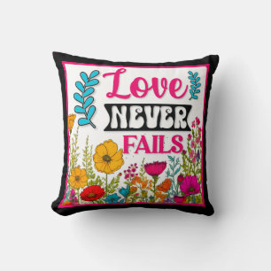 Retro Floral Inspirational Throw Pillow