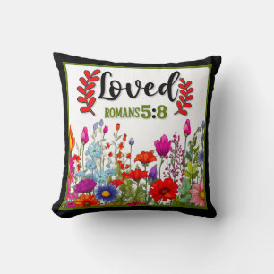 Retro Floral Inspirational Throw Pillow