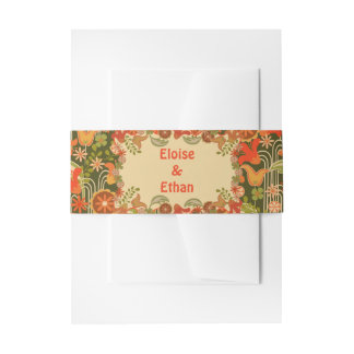 Retro Floral Invitation Belly Band