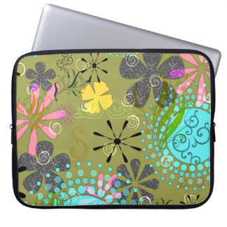 Retro Floral Laptop Computer Sleeve