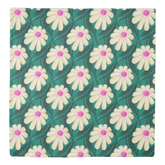 Retro Floral Leaf Pattern Duvet Cover (Front)