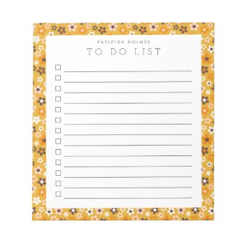 Retro Floral Love Custom To Do List Notepad by Low_Star_Studio at Zazzle