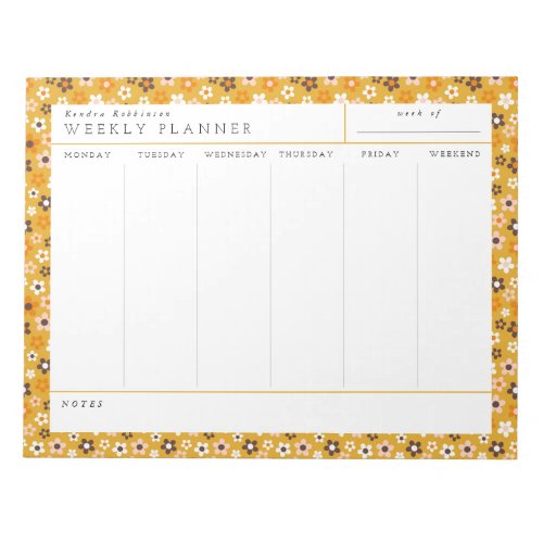 Retro Floral Love Weekly Planner Notepad