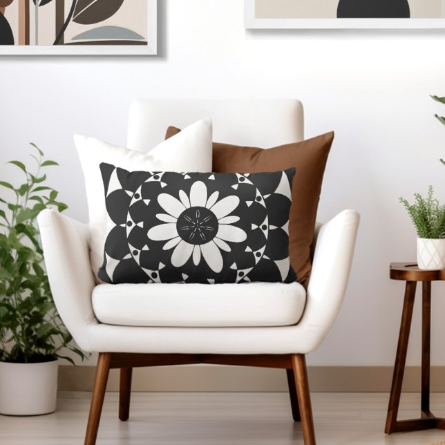 Retro Floral Lumbar Pillow (Style with the perfect blend of retro floral & elegance to your living room.)