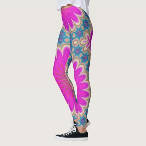 Retro Floral Mandala Psychedelic Flower Power Leggings