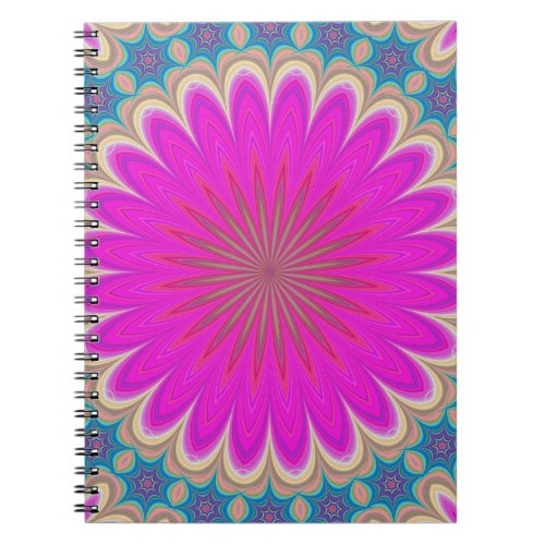 Retro Floral Mandala Psychedelic Flower Power Notebook