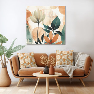 Retro Floral Mid Century Modern Canvas Print