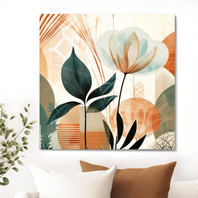Retro Floral Mid Century Modern Canvas Print (Transform your space with the timeless beauty of mid century modern floral canvas. )