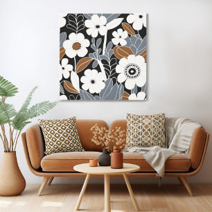 Retro Floral Mid Century Modern Canvas Print
