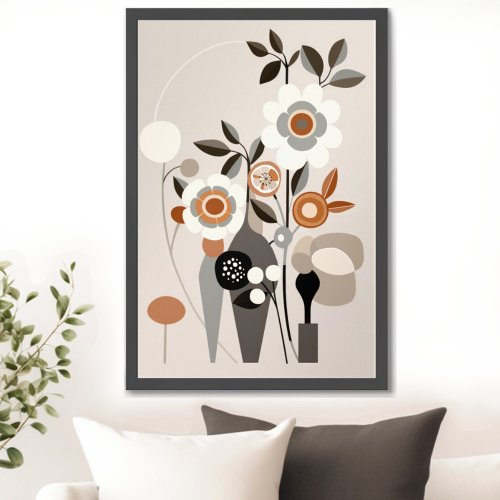 Retro Floral Mid Century Modern Print Wall Art