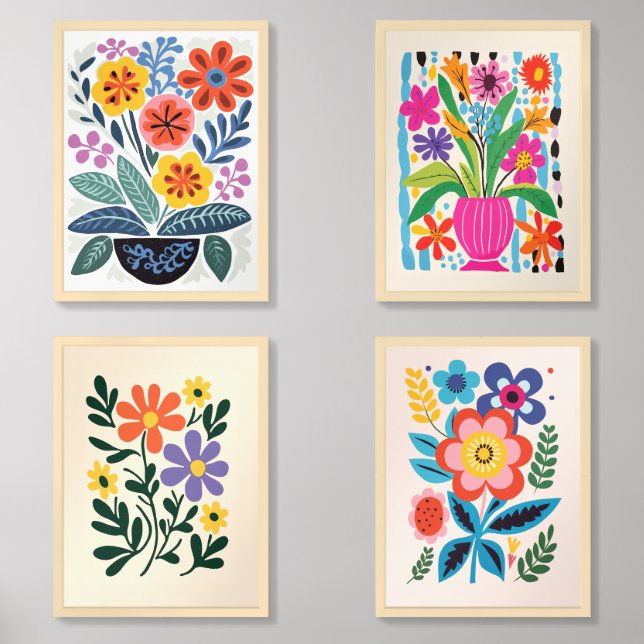Retro Floral Minimalist Poster - Set of 4 (Front)
