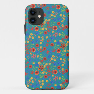 Retro Floral Miniprint on Teal iPhone 5/5s Case