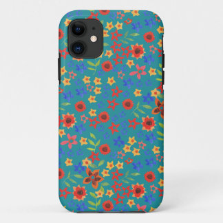 Retro Floral Miniprint on Teal iPhone 5/5s Case