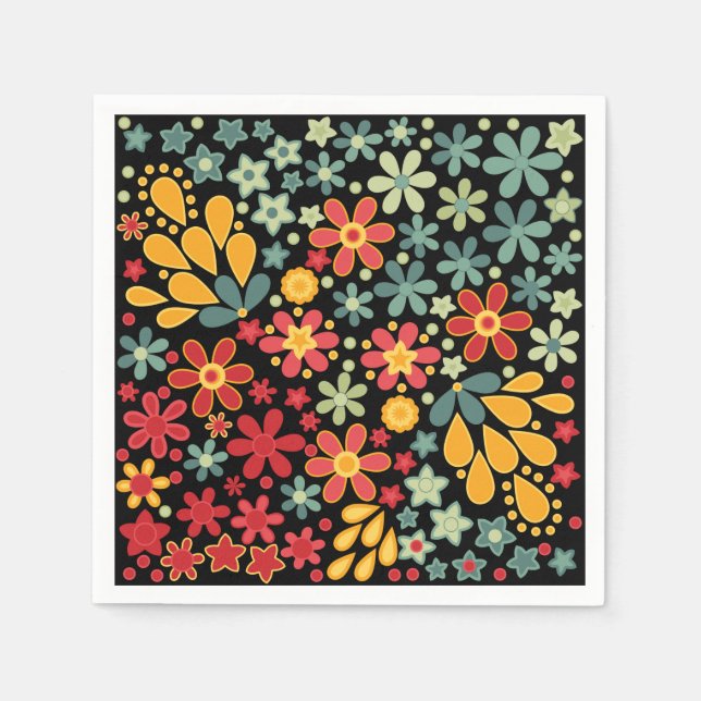 Retro.  Floral motifs 2 Paper Napkins (Front)