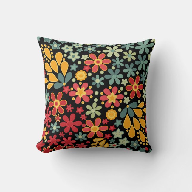 Retro.  Floral motifs 2 Throw Pillow (Front)