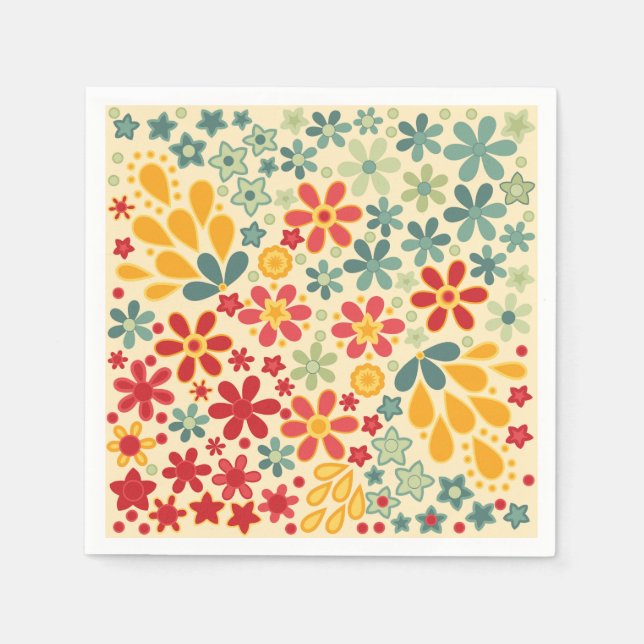 Retro.  Floral motifs Napkins (Front)