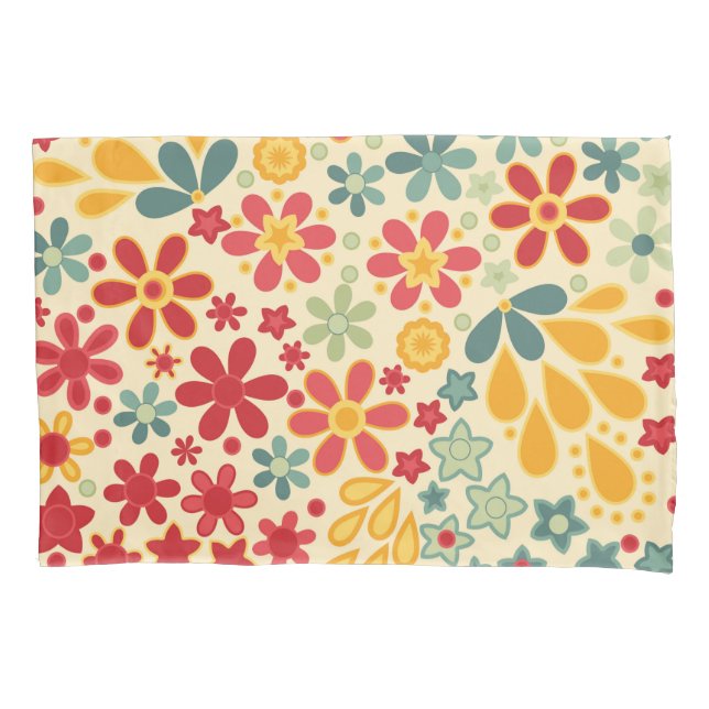 Retro.  Floral motifs Pillow Case (Front)