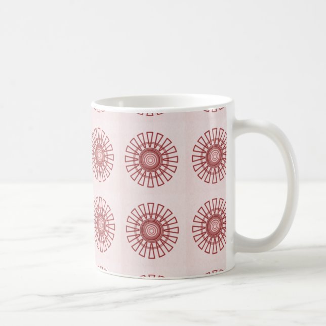 Retro Floral Mug, Maroon Coffee Mug (Right)