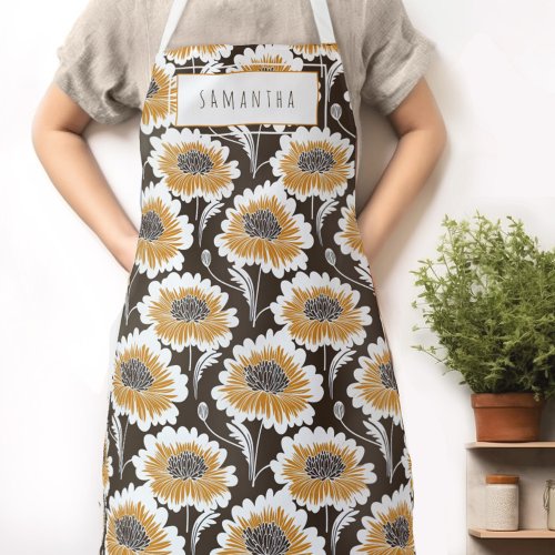 Retro Floral Name Apron