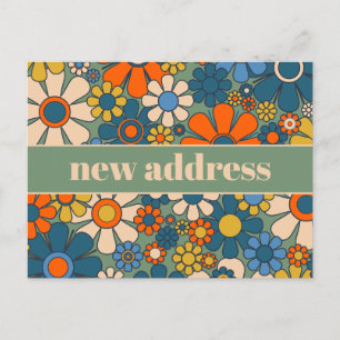 Retro Floral New Address / Moving Postcard
