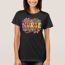 Retro Floral Nurse Shirt - Vintage RN Tee