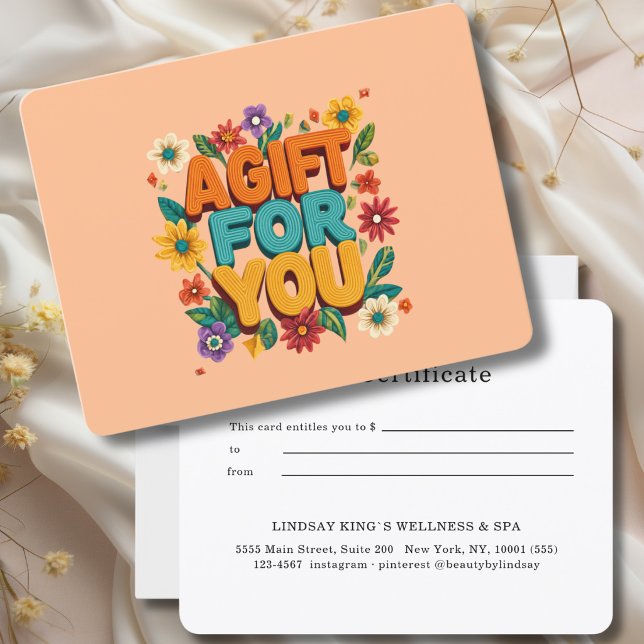 Retro Floral Orange Gift Certificate (Retro Floral Orange Gift Certificate)