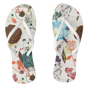 Retro Floral Pattern 2 2 Flip Flops