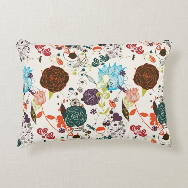 Retro Floral Pattern 2 Accent Pillow (Front)