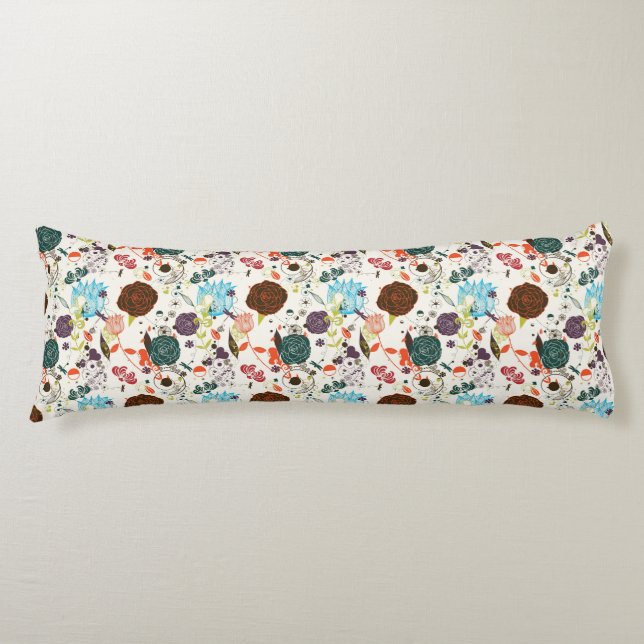 Retro Floral Pattern 2 Body Pillow (Front)