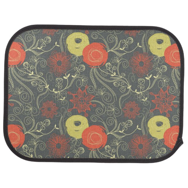 Retro floral pattern 2 car mat (Rear)