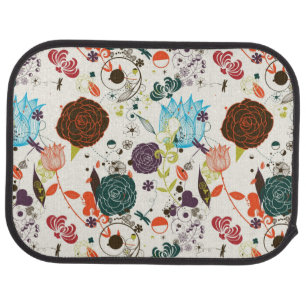 Retro Floral Pattern 2 Car Mat