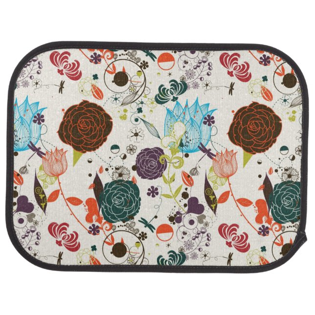 Retro Floral Pattern 2 Car Mat (Rear)